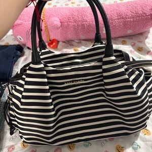 Kate Spade Black and White Striped Shoulder Bag